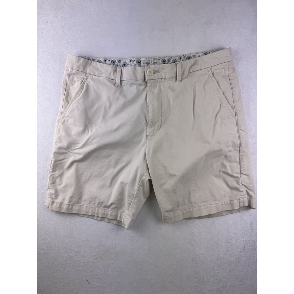 Denima Flower Chino Shorts Men’s Size 36 Beige Casual Flat Front Shorts
